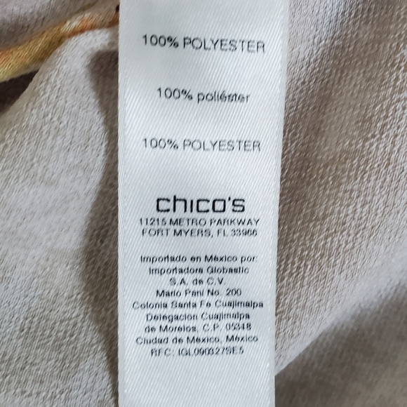 Chico's Drawstring Tunic Top Size 2 Tropical Print - Picture 5 of 6